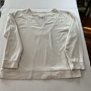 Elegant Beige Long Sleeve V-Neck Top